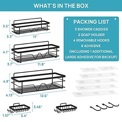 Awegety 4 Pack Shower Caddy Shelf Organizer with Soap Holder, Stainless  Steel Bathroom Shelves Basket with Adhesives/Screws, Hooks, Storage Rack  for