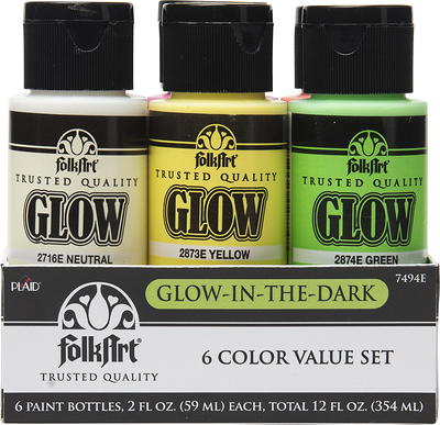 FolkArt Glow-in-the-Dark Acrylic Craft Paint, Matte, Green, 8 fl oz