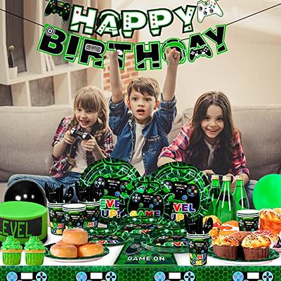 Kainsy Video Game Birthday Table Cloth Cover Gaming Party Plastic Disposable Green Tablecloth Waterproof 54 x 108Inch 1pc, Size: One Size