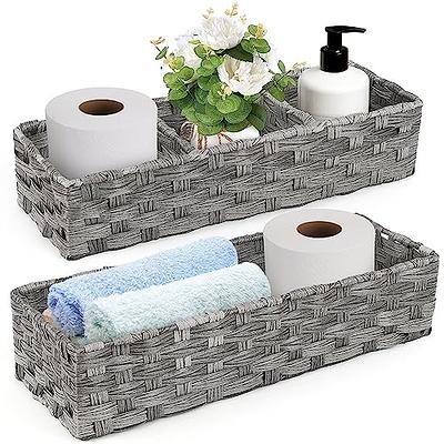 DUOER Toilet Paper Basket for Tank Top Bathroom Baskets for Organizing  Bathroom Tray for Counter Storage Basket for Bathroom Organizer-Green
