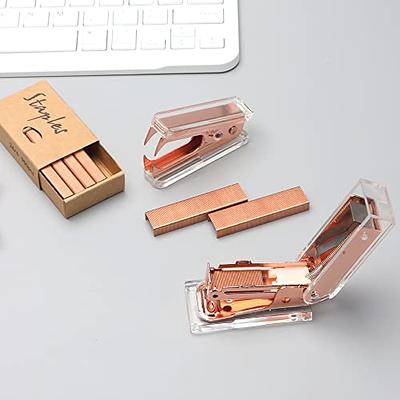 Mini Stapler and Staple Remover Set Acrylic Rose Gold Metallic