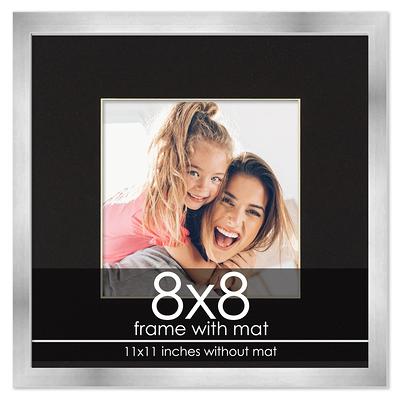 8x8 Frame with Mat - Black 11x11 Frame Wood Made to Display Print or Poster Measuring 8 x 8 Inches with White Photo Mat