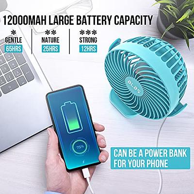 Camping Fan with Remote Control - 65Hrs 12000mAh Rechargeable Fan, 3 Speeds  & Timing Battery Powered Fan with Light & Hook, Tent Fan for Camping, Camp