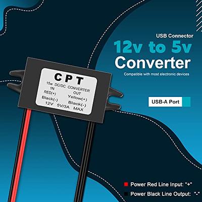 12VDC to 5VDC power adapter with USB A connector