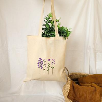 Kazova Wildflower Cotton Canvas Tote Bag Colorful Bouquet Tote Bag