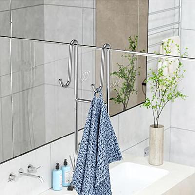 2Pack Shower Door Hooks, 304 Stainless Steel Towel Hooks for Bathroom  Frameless Glass Shower Door, Extended Double Shower Squeegee Hooks,  Bathrobes