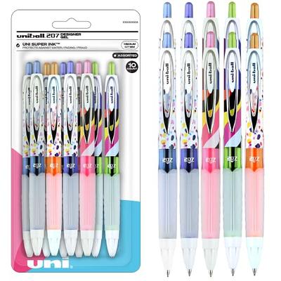 Uniball Signo 207 Designer Retractable Gel Pen, 10 Assorted Ink