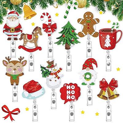 Key Ring Christmas Retractable Bling Glitter Holiday Badge Reels