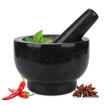 Mortar and Pestle Set with Bamboo Base 1.5 Cup / Black