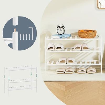 SimpleHouseware 3-Tier Stackable Shoe Rack Organizer Shelf, White 