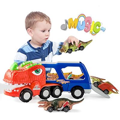 Dinosaur Toys for Kids Dinosaur Carrier Playset 3 Pull Back Car