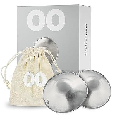 The Original Silver Nursing Cups - Nipple Shields for Nursing Newborn -  Newborn Essentials Must Haves - Nipple Covers Breastfeeding - 925 Silver (2