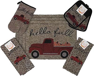 Fall Pumpkins in a Red Truck Hanging Kitchen Towel With 