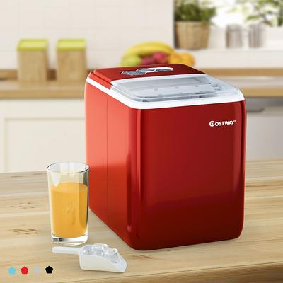 VIVOHOME Electric Portable Compact Countertop Automatic Ice Cube Maker  Machine with Hand Scoop and Self Cleaning Function 26lbs/Day Red 