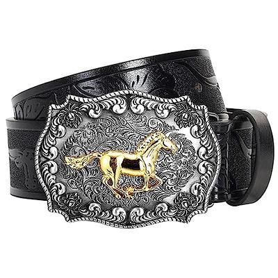 XuoAz Western Cowboy Belt for Men Women - Floral Engraved PU Leather  Longhorn Bull Buckle Belts (for 25 to 38 Waist) at  Men's Clothing  store