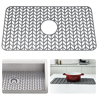 JIUBAR kitchen sink mats, sink protectors for kitchen sink,silicone sink mat ,Sink Mat Grid 26''x 14'' for Bottom of Farmhouse Stainle