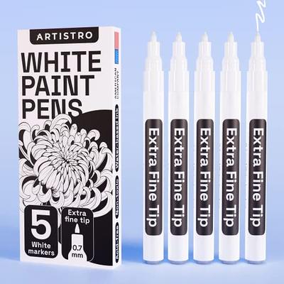 White Paint Pen, 8 Pack 0.7mm Acrylic Paint Pens Acrylic Markers 6 White 2  Black