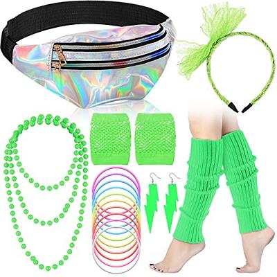 80s Workout Costume Outfit for Women 80s Accessories Set Neon Leotard  Legging Headband Wristband Temporary (Large, Silver) - Yahoo Shopping