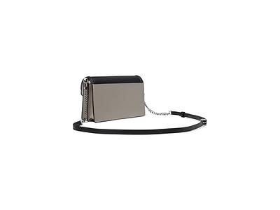 Michael Kors Jet Set Large Double Flap Envelope Crossbody Pale Grey/Optic  White/Black One Size: Handbags