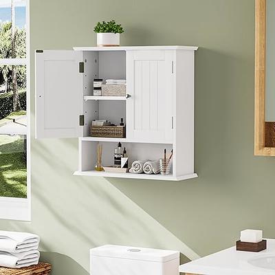 Treocho Bathroom Wall Cabinet, Medicine Cabinet with Door and 3 Open Shelves,  Wall Mounted Storage Organizer for Bathroom, Kitchen, Living Room, White -  Yahoo Shopping