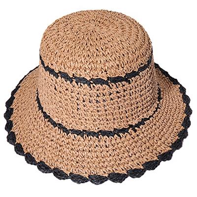 Womens Sun Straw Hat Wide Brim UV UPF 50 Summer Hat Foldable Roll up Floppy  Beach Cap for Women
