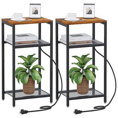 Yifeel Tall Side Table with Charging Station, End Table Set of 2, 3 Tier  Telephone Table, Small Table, Night Stand for Small Spaces, Living Room,  Bedroom, Rustic Brown and Black JET001CSR2 - Yahoo Shopping