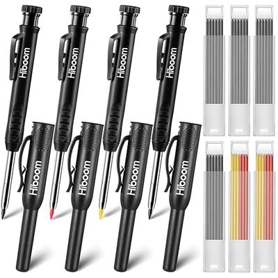  Hiboom 10 Pack Carpenter Pencil Set, 4 Colorful Solid  Carpenter Pencils with Sharpener and Refills, Automatic Center Punch,  Carbide Scribe Tool Kit for Construction Woodworking : Office Products