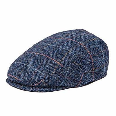 Men Ivy Gatsby Newsboy Cap - Classic Wool Blend Tweed Flat Cap Cabbie Hat Men