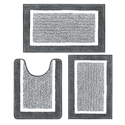 run helix Black Bathroom Rug Set Extra Soft Bath Rugs for Bathroom 3 Piece  Bathroom Set Anti-Slip Bath Mats Soft Plush Chenille Shaggy Mat