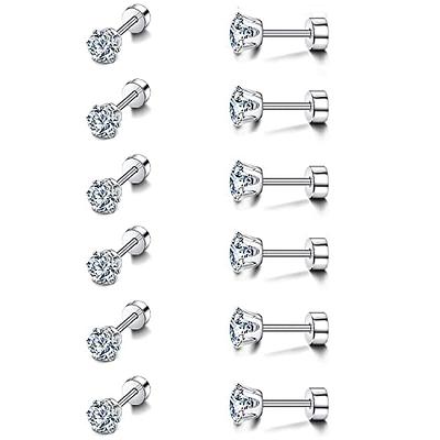 316L Surgical Steel Mens Earring Flatback Screw Stud Earrings  Hypoallergenic Titanium Ear Piercing Studs for Women (B-5 pair-9mm) - Yahoo  Shopping