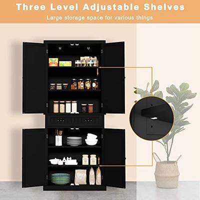 HLR 72 inches Kitchen Pantry Storage Cabinet, Pantry Cabinets with Drawer  and Adjustable Shelves, Kitchen Pantry for Bathroom, Livingroom, Dining