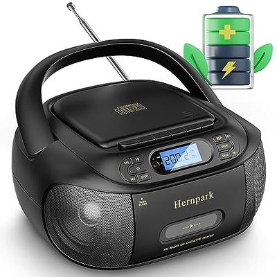 Sunoony CD and Cassette Player Combo, Boombox CD Player Portable with AM/FM  Radio, Tape Recording, Stereo Sound, AC/DC Powered, AUX/Headphone Jack