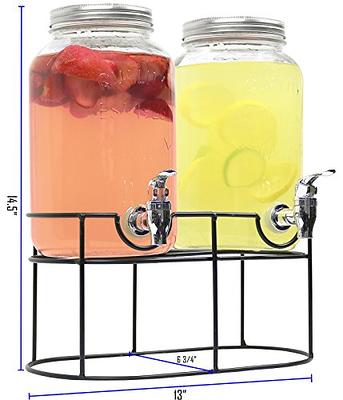 Bokon 1.3 Gallon Drink Dispensers for Parties Crystal Iced Beverage  Dispenser with Stand and Spigot, Glass Liquid Containers Wide Mouth  Beverage