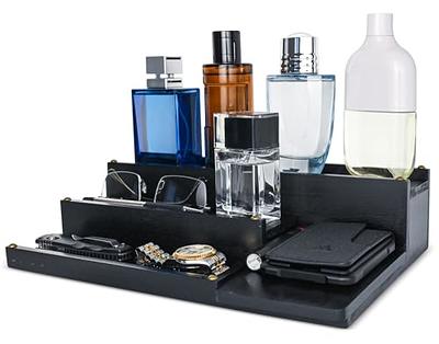 Wood Cologne Organizer for Men - 3 Tier Cologne Stand Perfume Organizer  with 3 Hidden Compartments,Perfume Display Holder for Cologne,Mens  Organizer