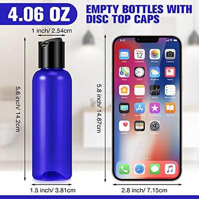 30 Travel Bottles 2 oz, Blue Plastic Small Squeeze Bottles, Leak Proof flip  Cap