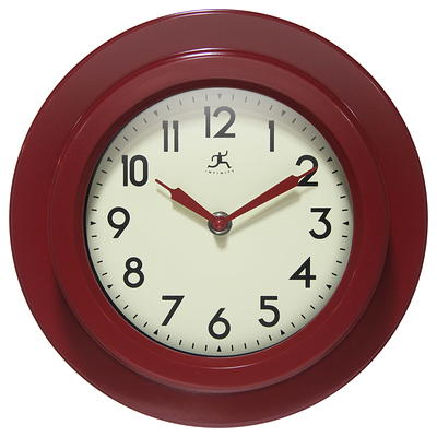 Mainstays Basic Indoor 8.78 Red Analog Round Modern Wall Clock 