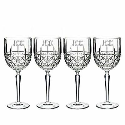 Monogrammed White Wine Crystal Glasses, set/4