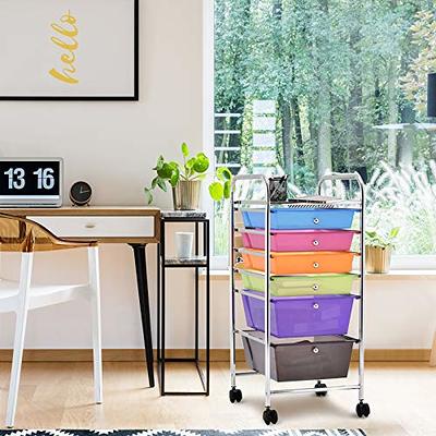 mDesign Small Portable Mini Fridge Storage Cart with Wheels and Drawers - Black