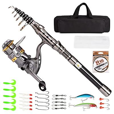 Fishing Rod and Reel Combos, Unique Design with X-Warping Painting, Carbon  Fiber Telescopic Fishing Rod with Reel Combo Kit with Tackle Box, Best Gift  for Fishing Beginner and Angler (180 Bule) 