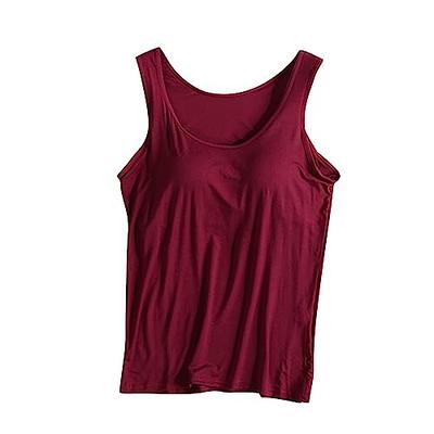 Tank Top with Built in Bra for Women Summer Beach Casual Yoga T Shirts  Padded Shapewear Sleeveless Trendy Gym Blouse Red - Yahoo Shopping