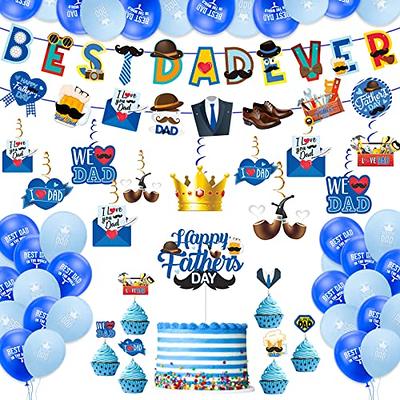 59 Pcs Happy Father S Day Balloon Party Decorations Include 2 Fathers Banner 13 Cake Toppers 12 Ceiling Hanging Swirls 20 Balloons Yahoo Ping