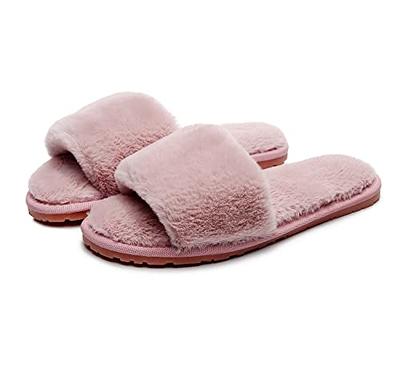 Lady Women's Fuzzy Fluffy Furry Fur Slippers Flip Flop Toe Cozy Memory Foam Sandals Slides Soft Flat Comfy Anti-Slip Spa Indoor Outdoor Slip on(04/Pink, 9-10 N US) - Yahoo