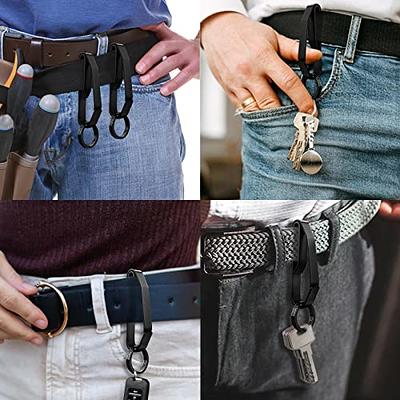 NQEUEPN 4pcs Heavy Duty Belt Key Holder with 8Pcs Metal Key Rings,  Stainless Steel Men Keychain