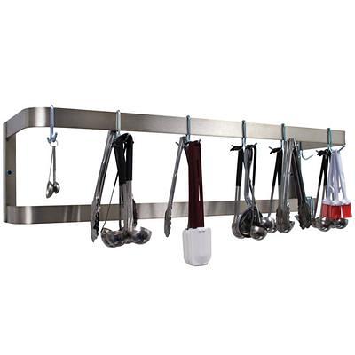 Regency 15 x 48 Stainless Steel Wall Mounted Pot Rack with Shelf and 18  Galvanized Hooks