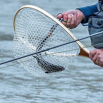  PLUSINNO Fly Fishing Net Fish Landing Net, Trout Bass Net  Soft Rubber Mesh Catch And Release Net