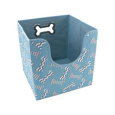 Frisco Rectangle Collapsible Pet Toy Storage Bin, Navy Herringbone