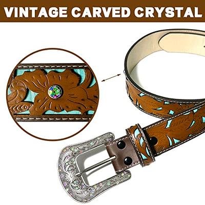 SANSTHS Women Rhinestone Skull Western Belt Diamond Belt Men for