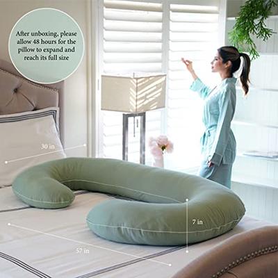 Momcozy Pregnancy Pillows with Cooling Cover, U-Shaped Full Body Maternity  Pillow for Side Sleepers 57 inch Gray