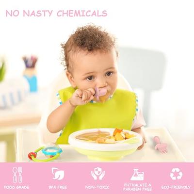 Baby Spoon And Fork, BPA- Self Feeding Spoons Pink For Above 4