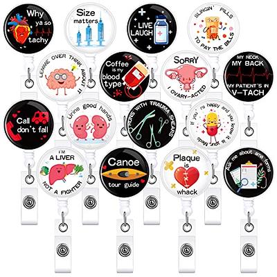 Need More Coffee Retractable ID Badge Holder Badge Reels with Clip Name  Card Holders for Office Worker Doctor Nurse Volunteer Teacher Student Lab